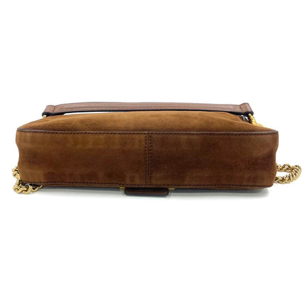 Fendi Baguette Selleria Suede Leather Crossbody Bag Medium Caramel Tan