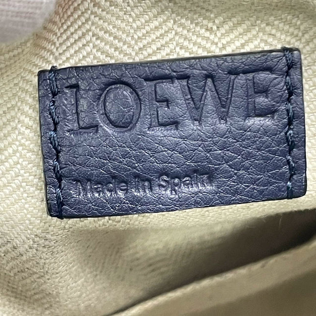 Loewe Puzzle Small Leather Woven Braided Navy Crossbody Bag