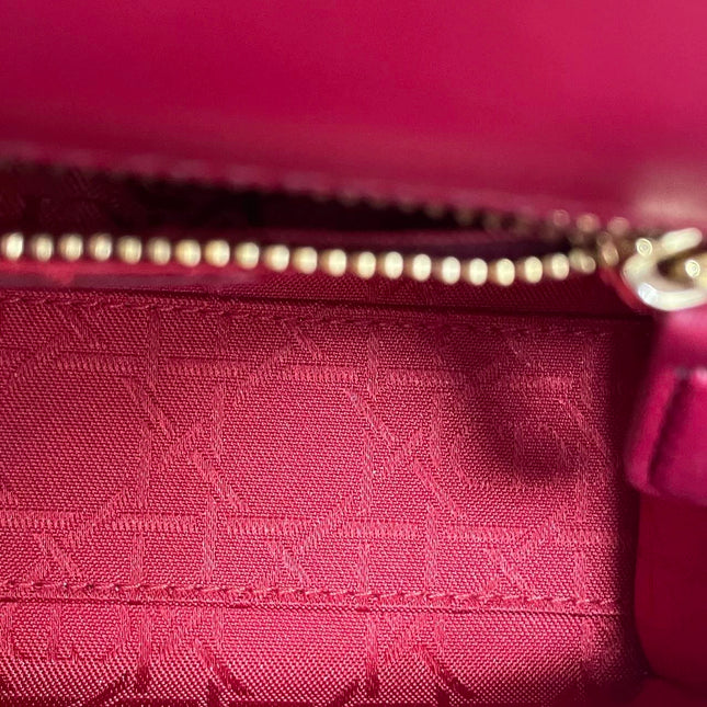 Lady Dior Mini 2020 Dark Red Lambskin Leather Gold HW Chain Strap