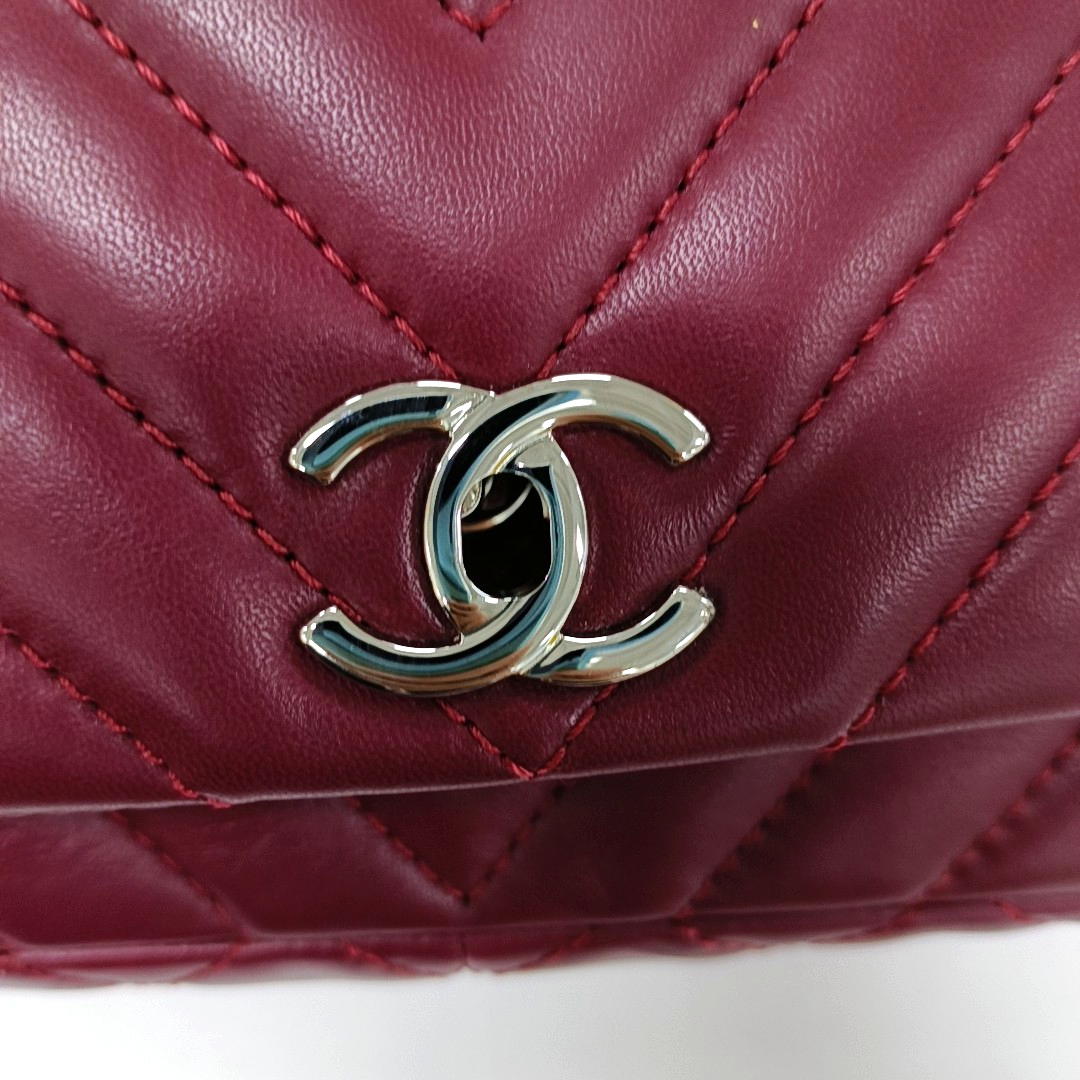 Chanel Classic Flap Medium Chevron Burgundy Quilted Lambskin Leather, 2012