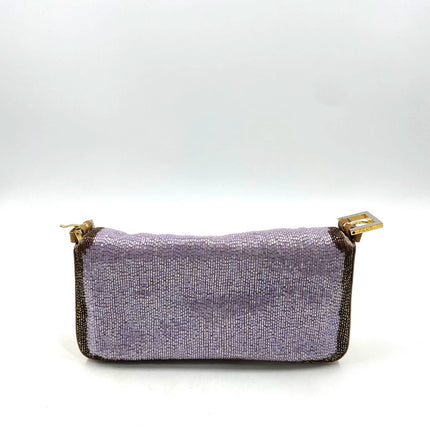 Sold FENDI Baguette Lilac Purple Glitter beads and Gold Leather