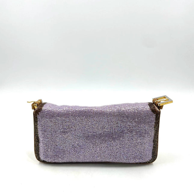 Sold FENDI Baguette Lilac Purple Glitter beads and Gold Leather