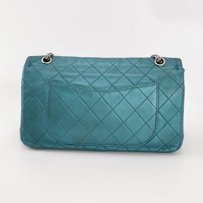 Sold Chanel 2.55 Flap Bag 2008 Large Lambskin Leather Teal Blue Green