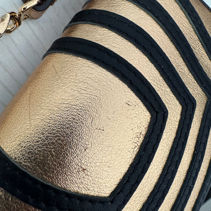 Fendi Nano Baguette Charm Gold Shiny Leather with Black Paints