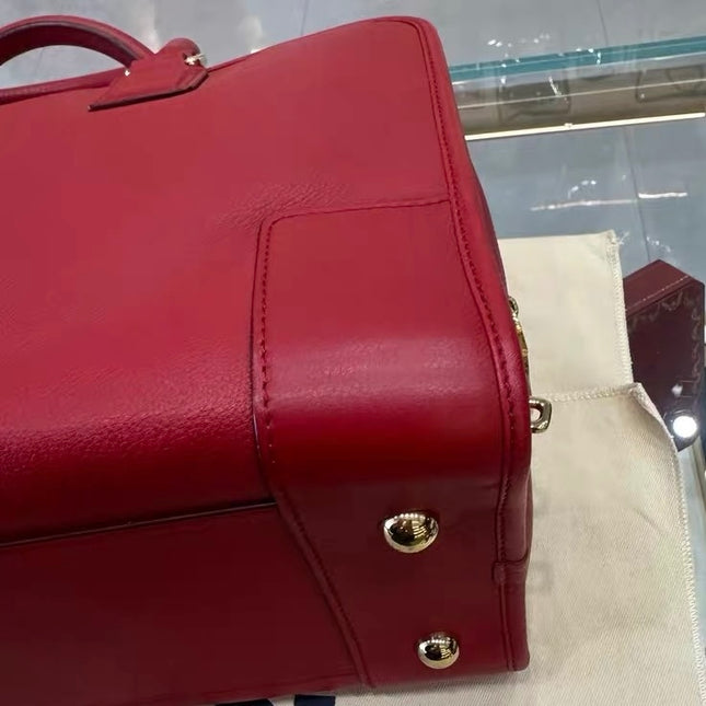 Loewe Amazona 36 Medium Red Leather Horse Lock Gold-tone Hardware