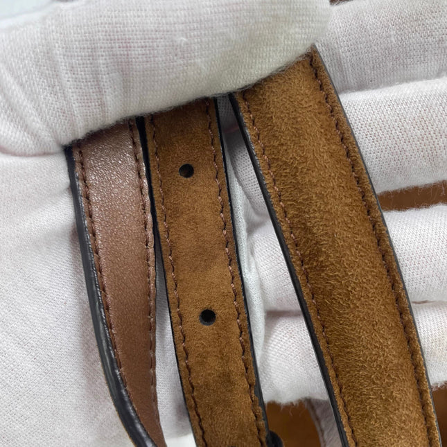 Fendi Baguette Selleria Suede Leather Crossbody Bag Medium Caramel Tan