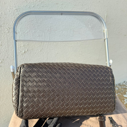 Bottega Veneta Roma Handbag Bag Intrecciato Nappa Leather Chocolate Brown Small 30cm