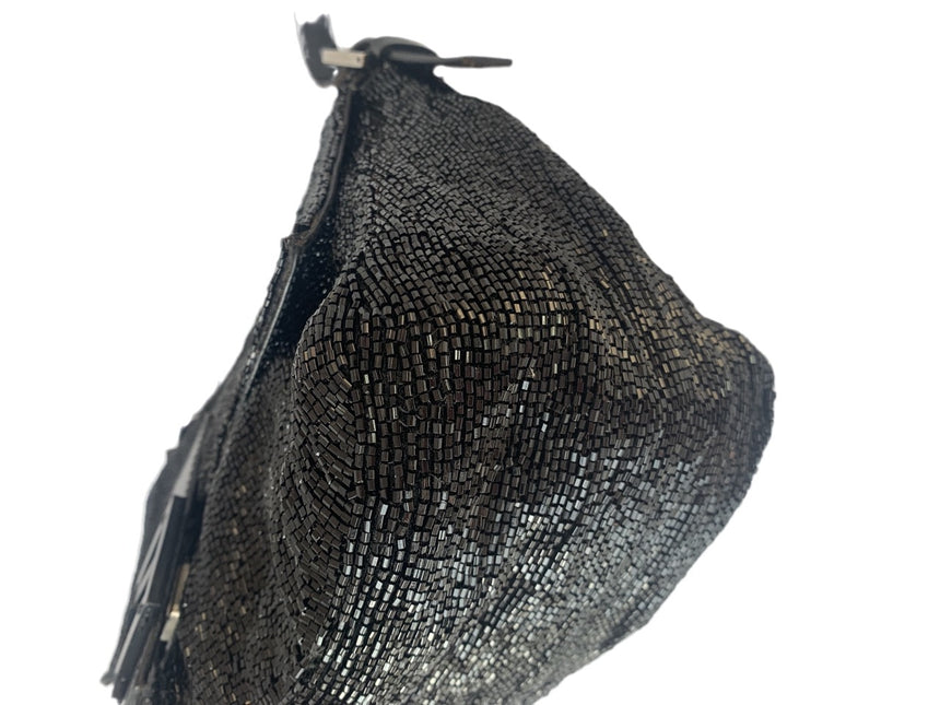 Sold Fendi Mamma Baguette Black Beaded Shoulder Bag
