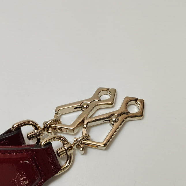 Gucci Bamboo 1947 Small Ancora Red Burgundy Patent Leather Top Handle Bag