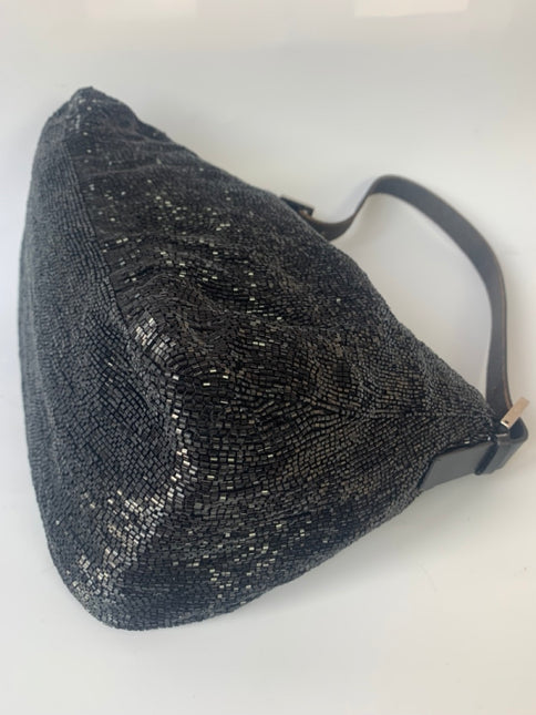 Sold Fendi Mamma Baguette Black Beaded Shoulder Bag
