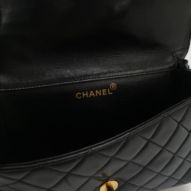 Chanel Double Sided Small Classic Flap Black Lambskin Leather 24k Gold Hardware, 1996-1997