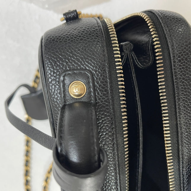 Chanel Filigree Mini Vanity Case 2019 Caviar Leather Black