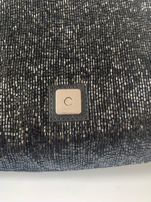 Sold Fendi Mamma Baguette Black Beaded Shoulder Bag