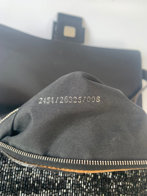 Sold Fendi Mamma Baguette Black Beaded Shoulder Bag