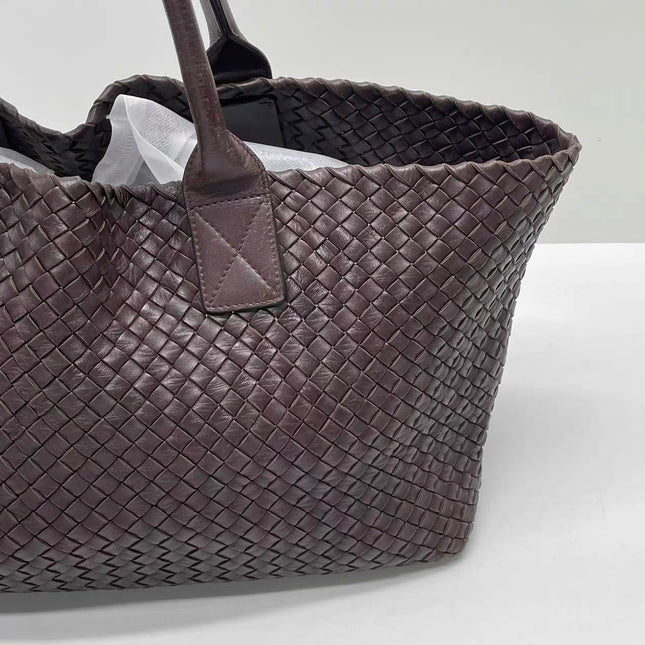 Bottega Veneta Cabat Tote Intreccio Leather Chocolate Brown 42cm
