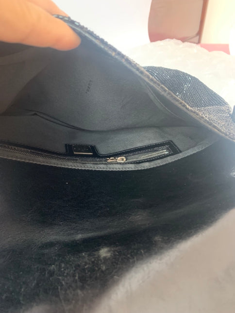 Sold Fendi Mamma Baguette Black Beaded Shoulder Bag