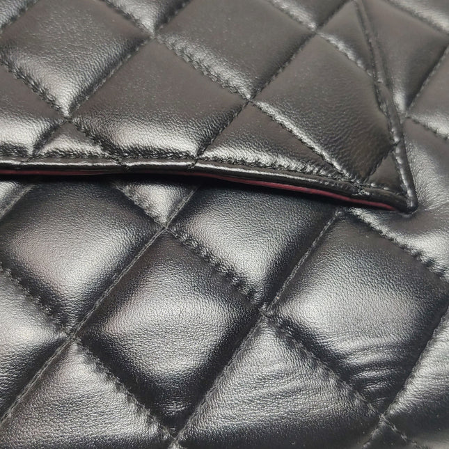 Chanel Classic Flap Jumbo Black Lambskin Leather Single Flap with Silver Hardware 2009-2010