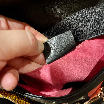 Sac bandoulière clouté en cuir de serpent noir et doré Gucci Horsebit 1955 Small
