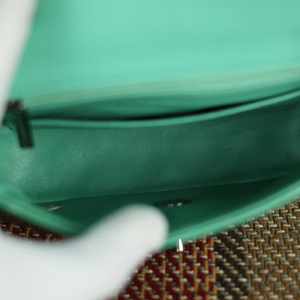 Chanel Classic Flap Rectangular Mini Green Patent Leather Silver HW