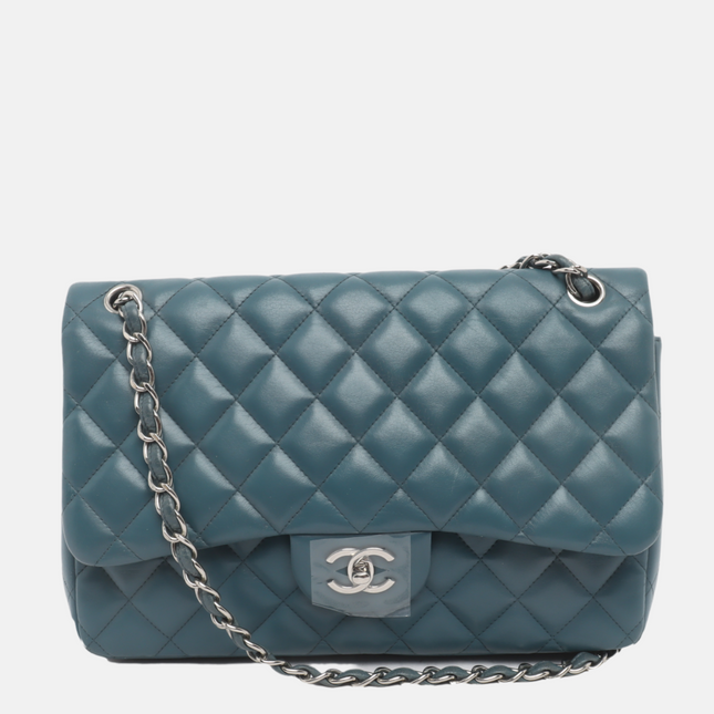 Chanel Classic Flap Jumbo Large Blue Lambskin Leather, 2012-2013-Luxbags