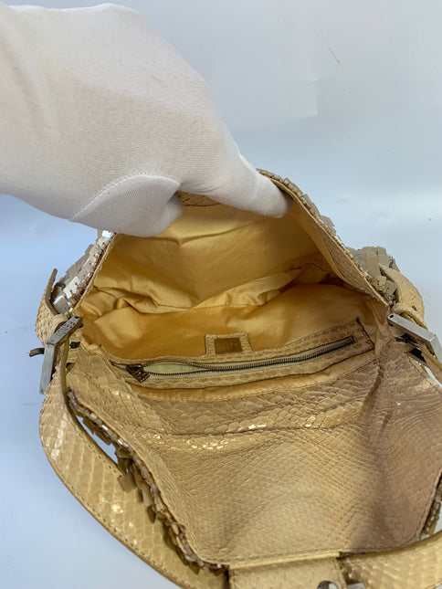 Sold Fendi Baguette in Gold sequins and python leather