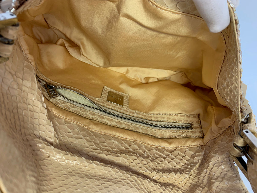 Sold Fendi Baguette in Gold sequins and python leather