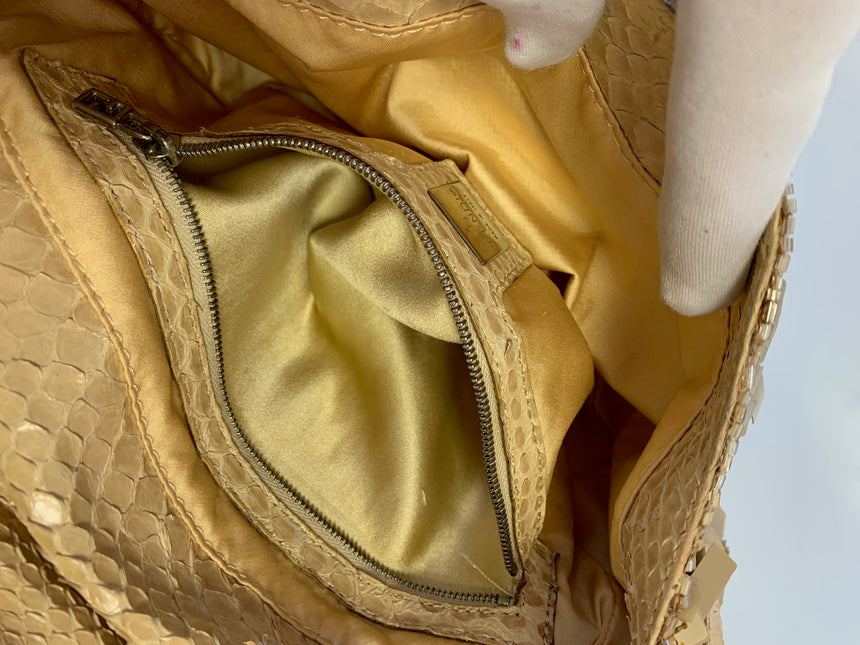 Sold Fendi Baguette in Gold sequins and python leather
