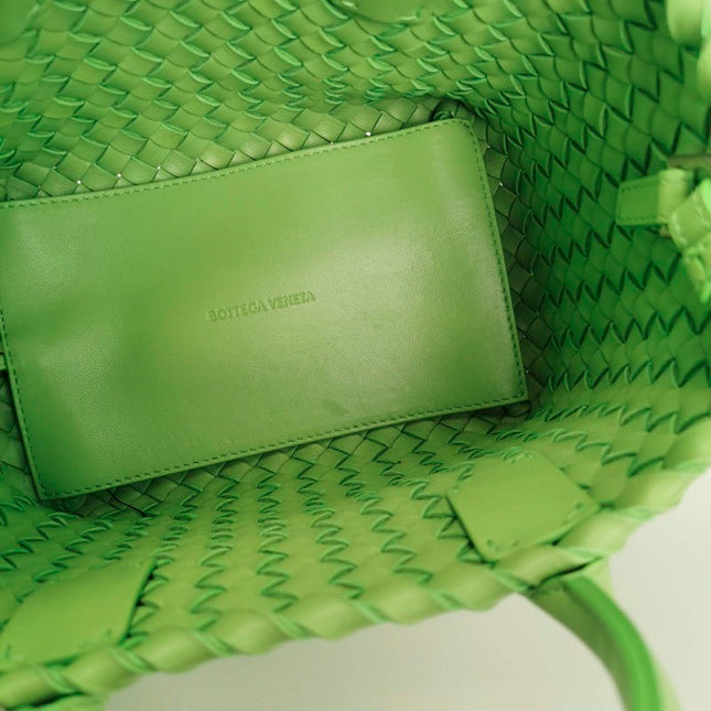 Bottega Veneta Cabat Mini Intreccio Leather Tote Bag Green