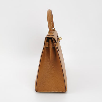 Hermes Kelly 28 Sellier Brown Gold Epsom Leather Gold Hardware 1985