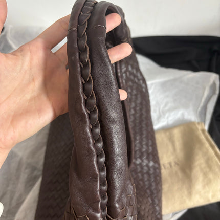Bottega Veneta Belly Hobo Intreccio Leather Dark Chocolate Brown Large 50cm
