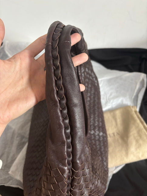 Bottega Veneta Belly Hobo Intreccio Leather Dark Chocolate Brown Large 55cm
