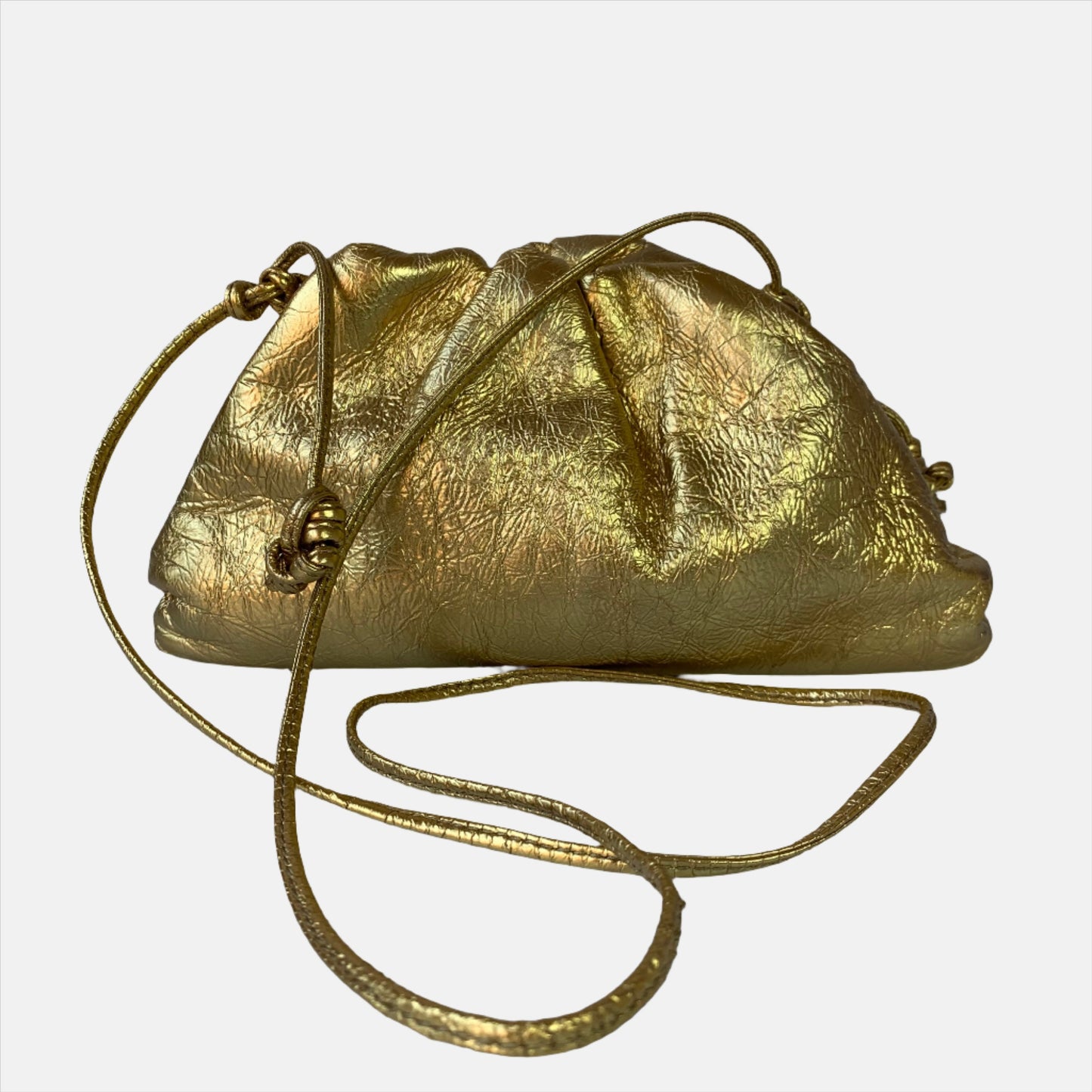 Bottega Veneta Pouch Mini Gold Lambskin Leather Crossbody Bag-Luxbags