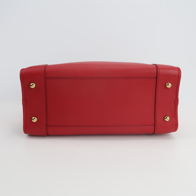 Loewe Amazona 36 Medium Red Leather Horse Lock Gold-tone Hardware