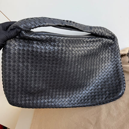 Bottega Veneta Intrecciato Hobo Bag Medium Black Leather 47cm NEVER WORN