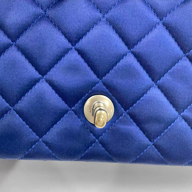 Chanel Classic Flap Mini 2013 Blue Silk Satin Gold Hardware