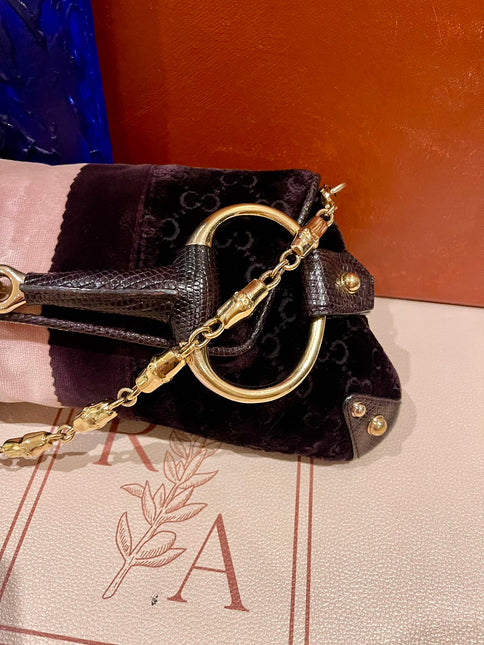 Sold Gucci Horsebit 1955 Large Velvet Purple Shoulder Bag