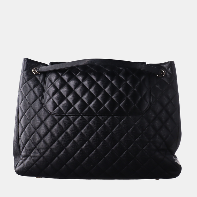Chanel 2014 Paris-Edinburgh Flap Tote Bag Black Caviar Leather