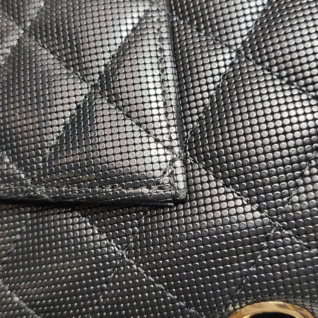 Chanel Classic Flap Medium 2016 Black Pixel Effect Calfskin Leather Gold Hardware