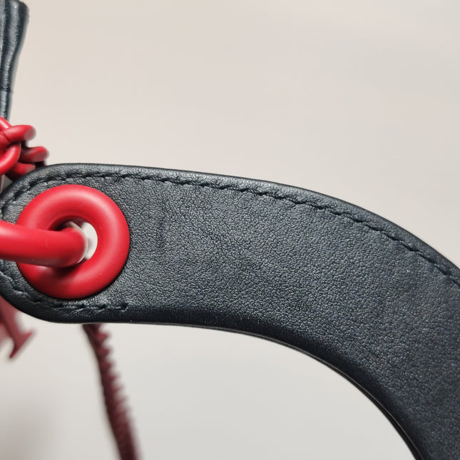 Lady Dior Mini Black Lambskin Leather Red Tulle Ruffle Heart Silver Hardware 2019