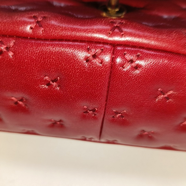 Chanel Paris-Rome Cross Stitch Mini Coco Handle Red Lambskin Crossbody Bag, 2017