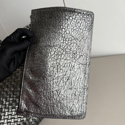 Bottega Veneta Cabat Maxi Intreccio Leather Tote Bag Metallic 50cm