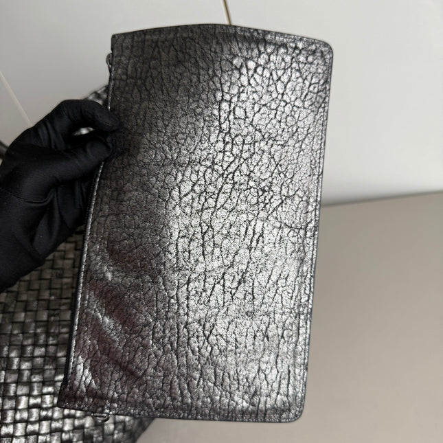 Bottega Veneta Cabat Maxi Intreccio Leather Tote Bag Metallic 50cm