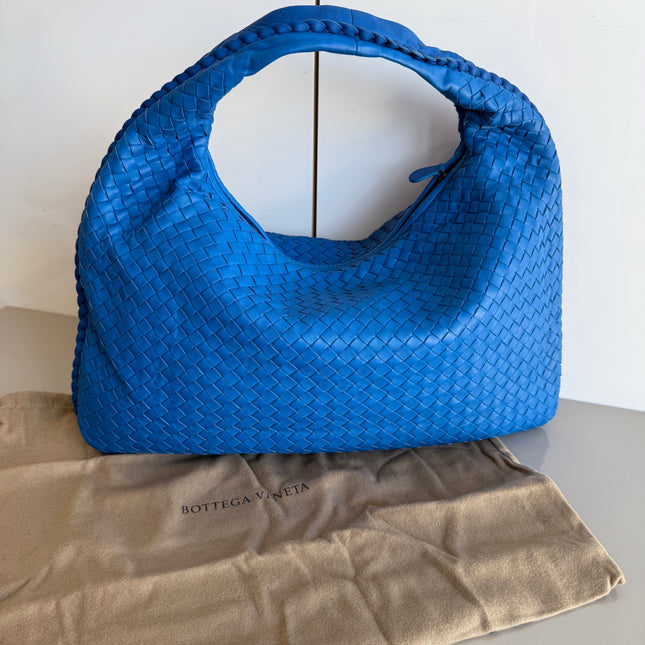 Bottega Veneta Veneta Hobo Medium Royal Blue Intrecciato Leather Bag 47cm