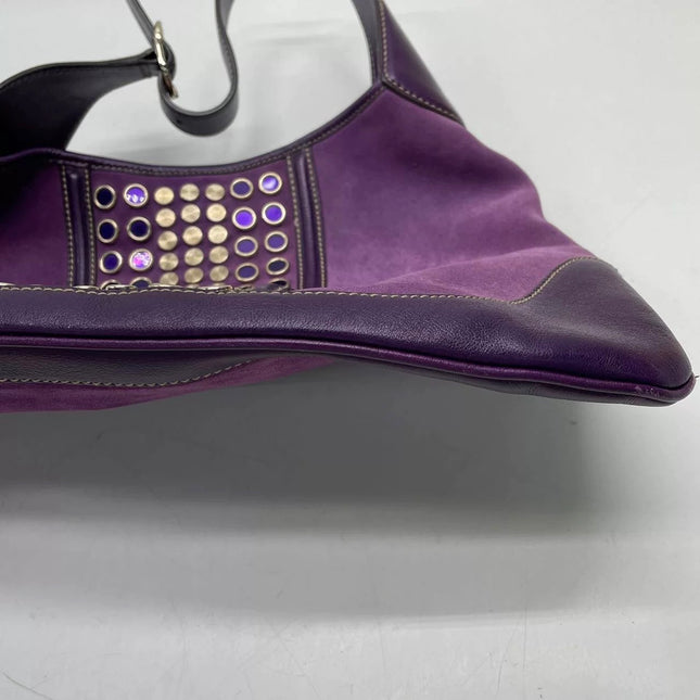 Gucci Jackie Vintage Large Purple Suede Leather Ringlets Decoration
