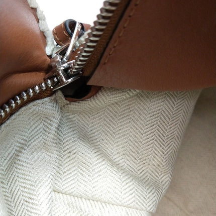 Loewe Puzzle Calfskin Crochet Trim Medium Caramel Tan Leather Bag