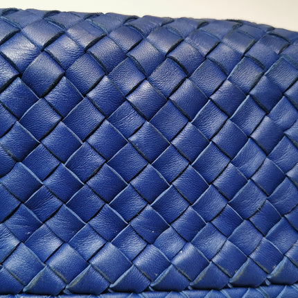 Bottega Veneta Cabat Small Intreccio Leather Tote Bag Navy Blue