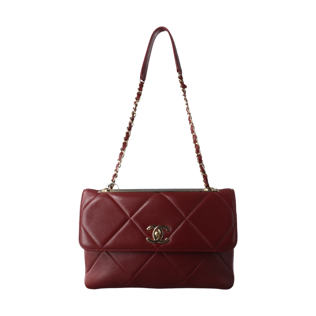Sold Chanel Trendy CC Flap Crossbody Bag Medium Lambskin Leather Burgundy, 2019