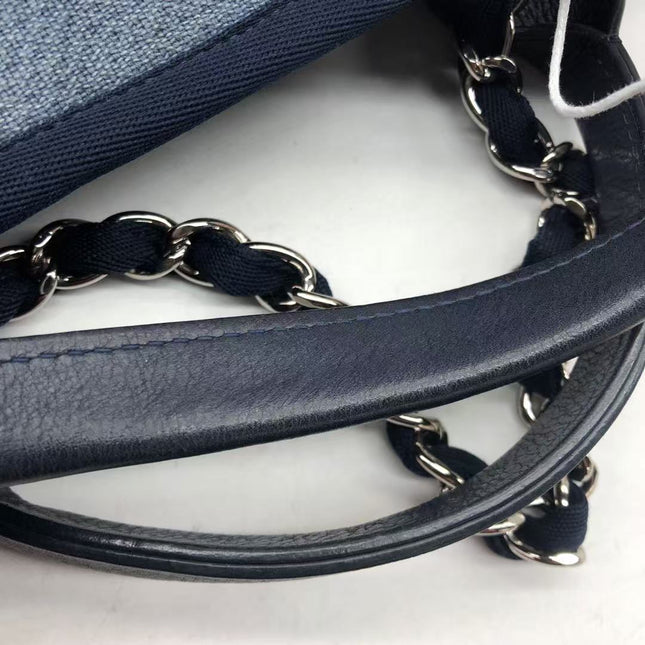 Chanel Deauville Tote Medium Navy Denim Top Handle 2012