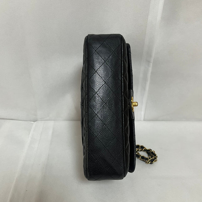 Chanel Classic Flap Medium Black Caviar Leather with 24k Gold Hardware, 2008