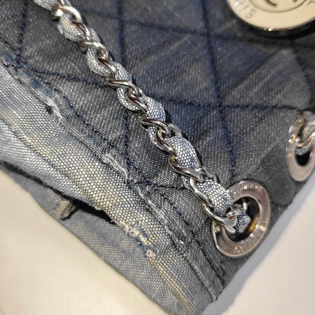 Chanel Classic Flap Mini Denim Blue Silver Hardware 2014-15